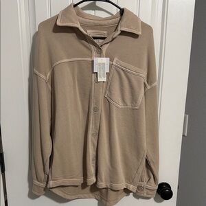 American Eagle Cream Tan button up shacket jacket